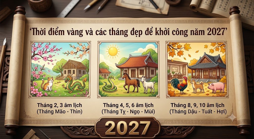 Tháng 2,3, 3,5,6,8,9,10 là thời điểm tốt để khởi công xây nhà