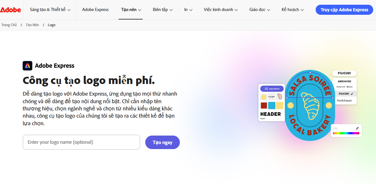 Adobe Express Logo Maker có bản Free khả dụng cho mọi cá nhân