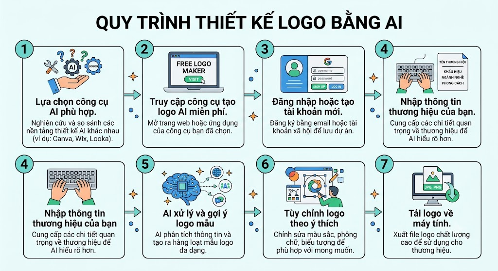 Quy trình thiết kế logo bằng AI gồm 7 bước cơ bản