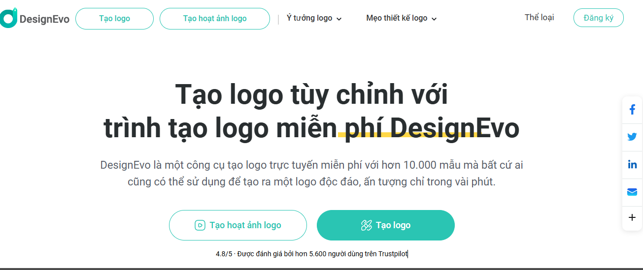 DesignEVO giúp bạn tạo logo trực tuyến hỗ trợ hàng nghìn mẫu biểu tượng đồ họa