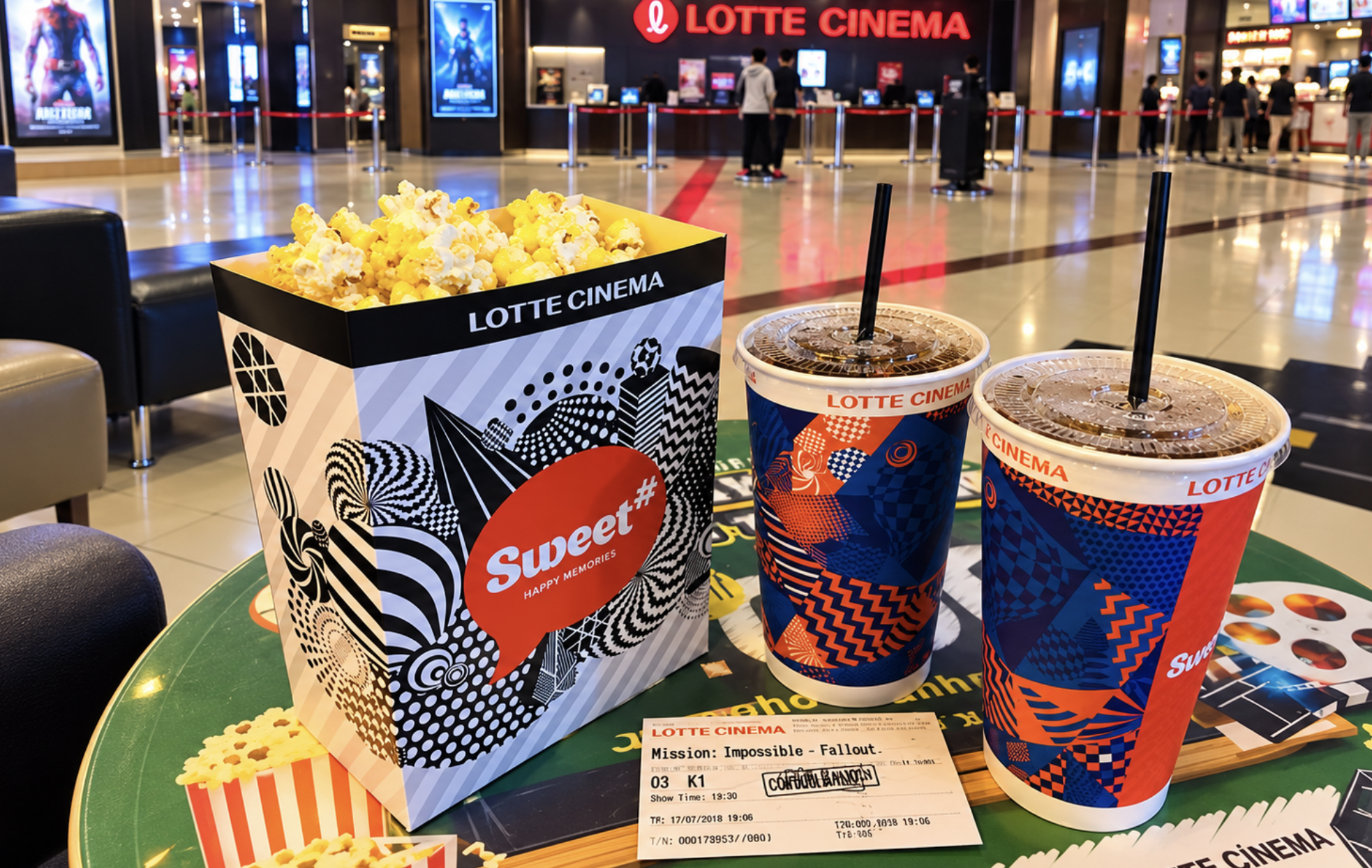 Lotte Cinema có nhiều lựa chọn combo bắp nước dành cho một người, cặp đôi và nhóm bạn