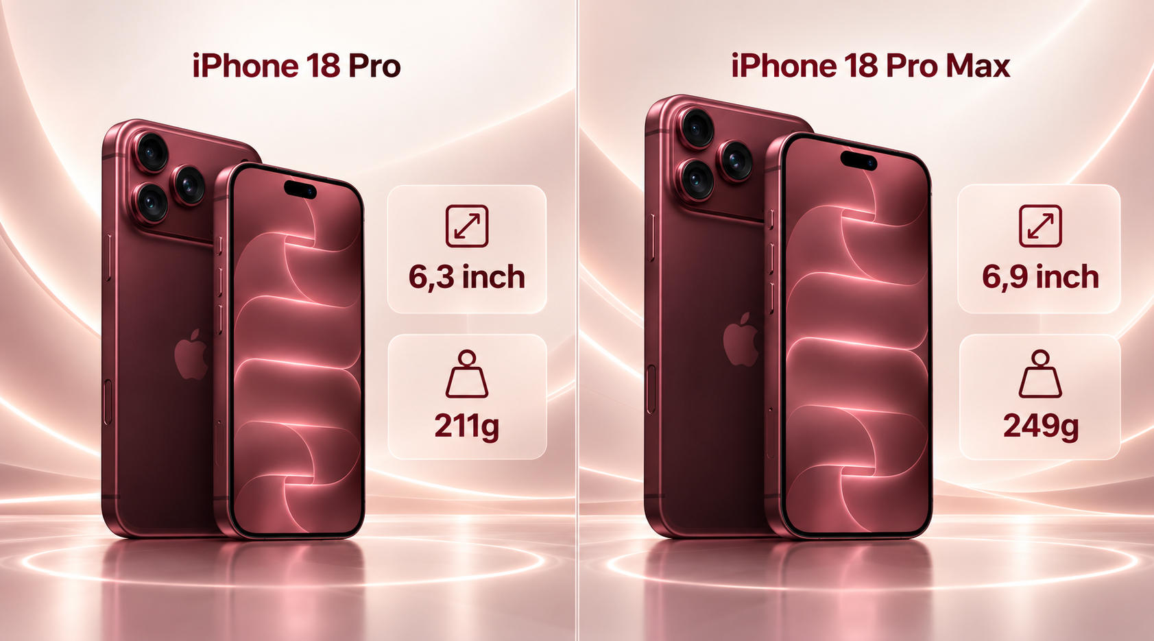 iPhone 18 Pro Max có màn hình lớn hơn và trọng lượng nặng hơn iPhone 18 Pro.
