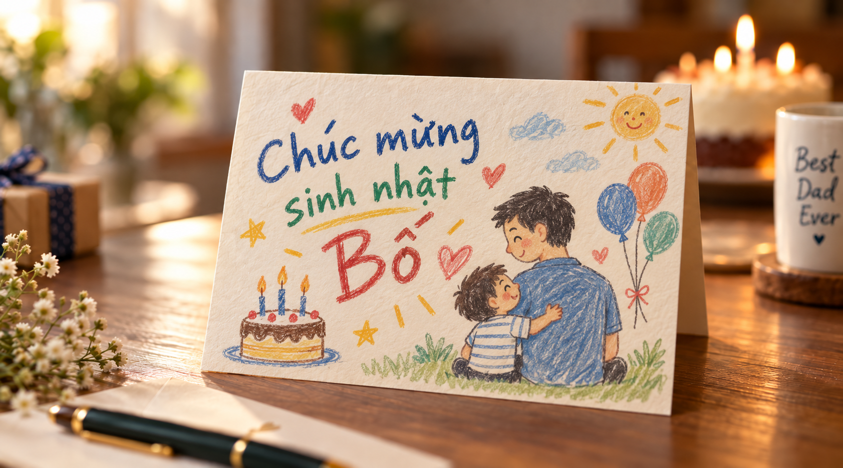 Tự làm 1 chiếc thiệp sinh nhật nhỏ xinh sẽ khiến bố vô cùng cảm động và trân trọng nó