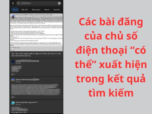 Facebook có thể trả về hồ sơ sử dụng số điện thoại đang tìm kiếm