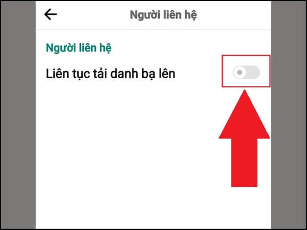 Bật tùy chọn Liên tục tải lên người liên hệ