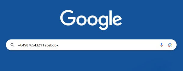 Nhập số điện thoại cần tìm vào ô tìm kiếm trên Google