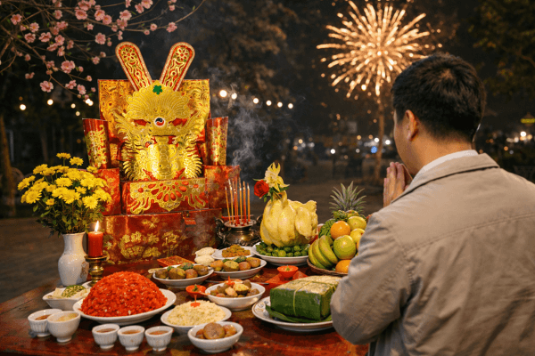 Gia chủ nên cúng giao thừa ngoài trời trước rồi cúng trong nhà sau