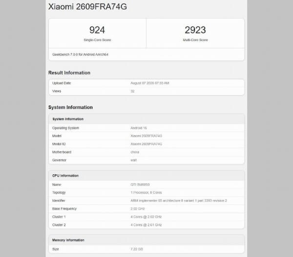 Xiaomi Redmi Note 17 Pro Max sử dụng chip Snapdragon 6 Gen 5 của Qualcomm