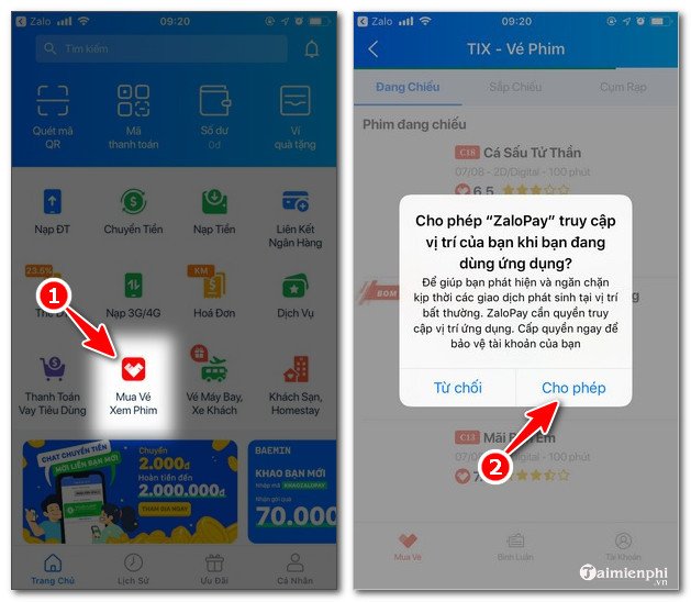 ZaloPay hỗ trợ chọn suất chiếu, ghế ngồi và thanh toán vé phim trực tuyến