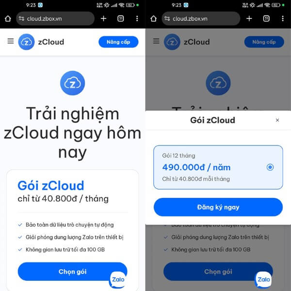 zCloud được sử dụng như một phương án để sao lưu đầy đủ
