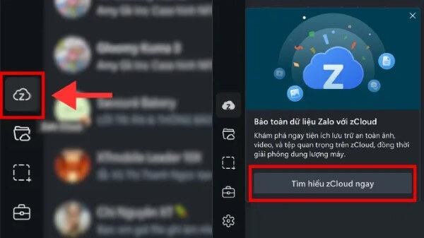 Nhấn biểu tượng zCloud