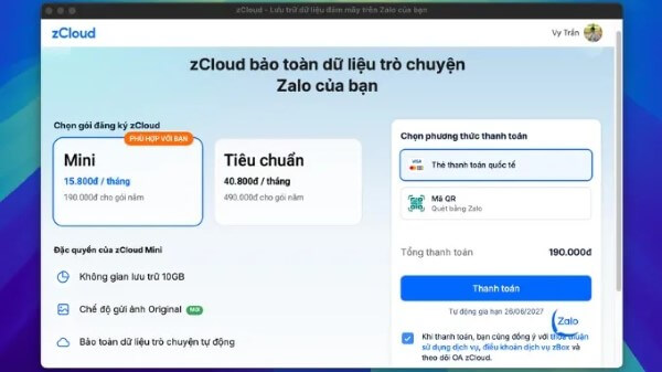 Chọn phương thức thanh toán và nhấn Thanh toán